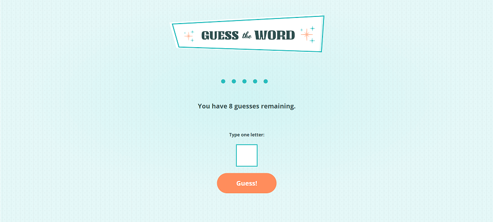 Guess the Word Game webpage screenshot